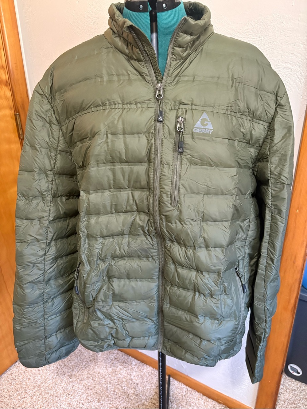 Gerry Weber Men's Olive Green Quilted Packable Puffer Jacket